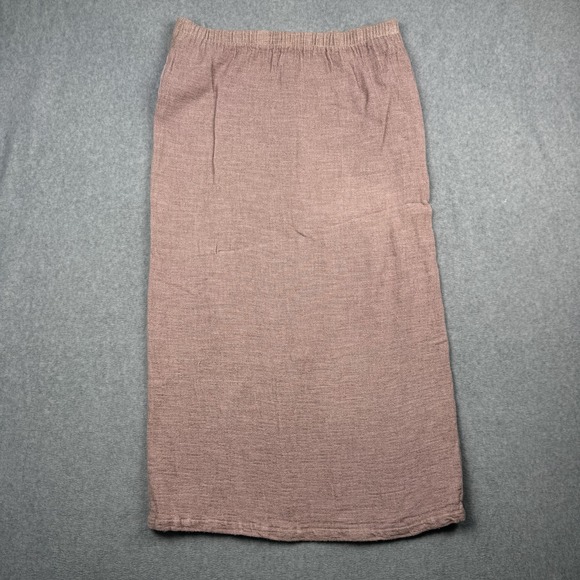 CP Shades Dresses & Skirts - CP Shades Midi Skirt‎ Womens Medium Mauve Pink Linen Blend Elastic Waist Slit